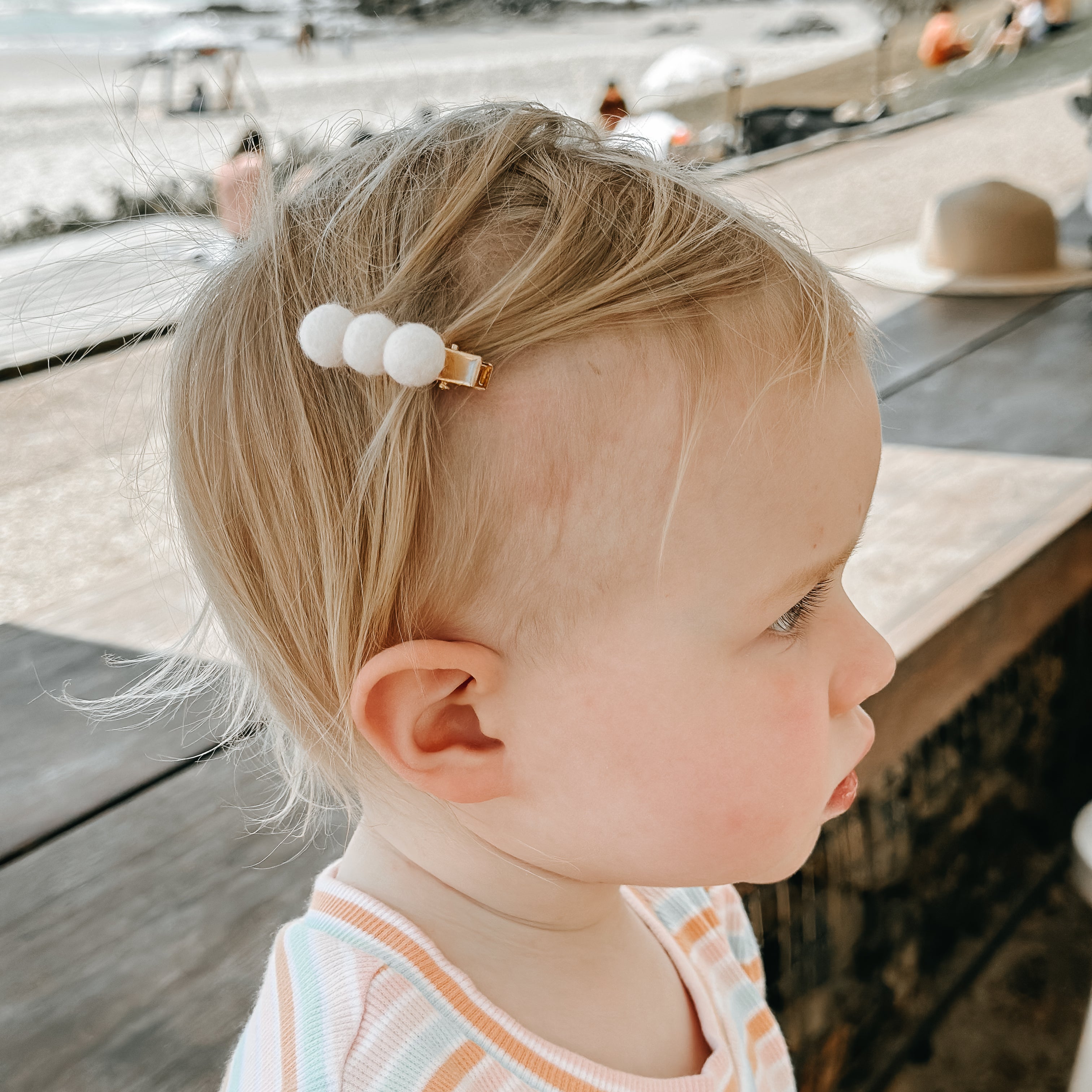 Neapolitan Pom-Pom Hair Clips Set | Handmade Hair Clips