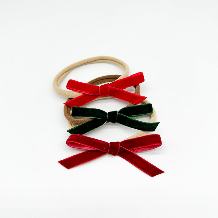 Maisy Christmas Velvet Bow | Nylon Headband