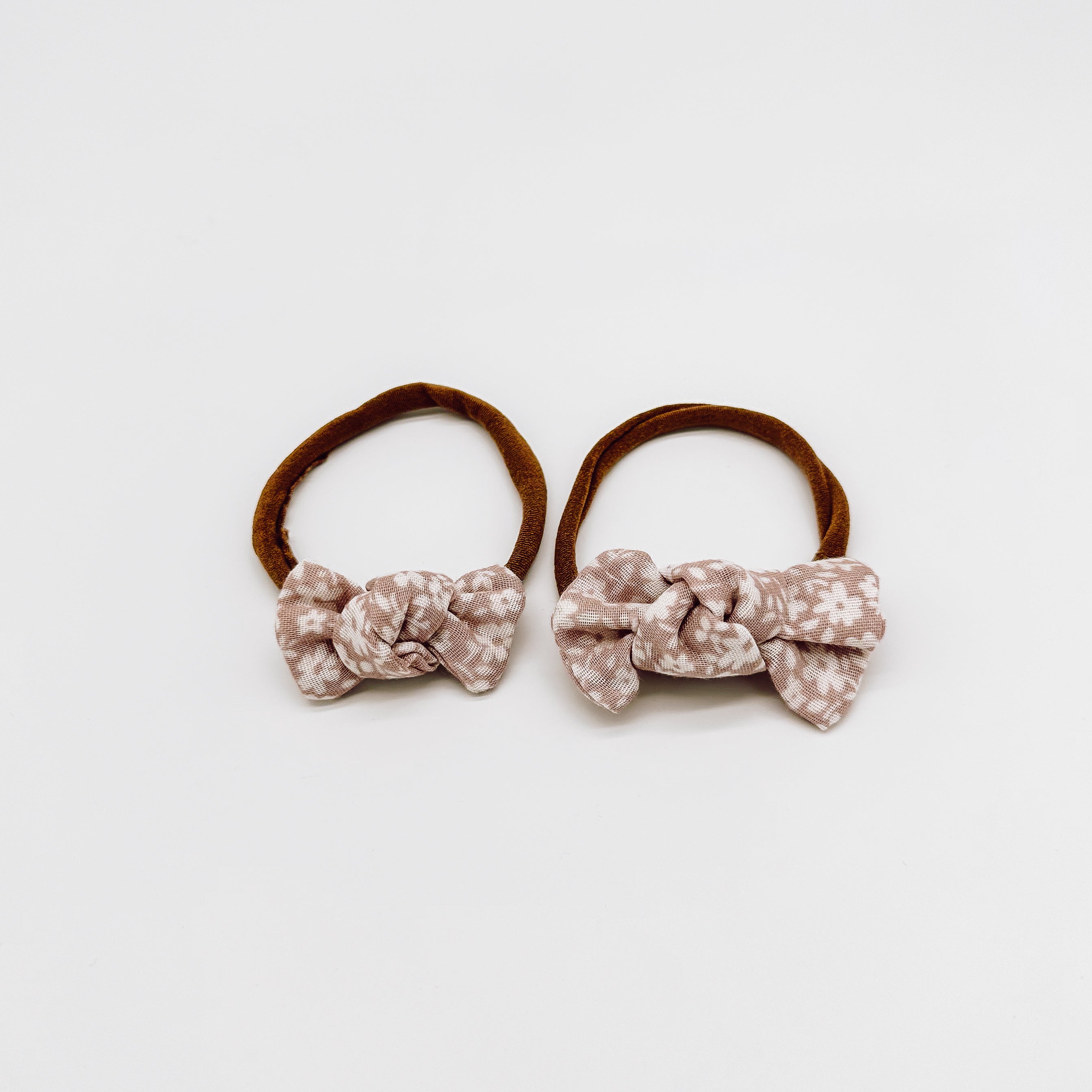 Blush Floral Muslin Knot Bow | Handmade Bows