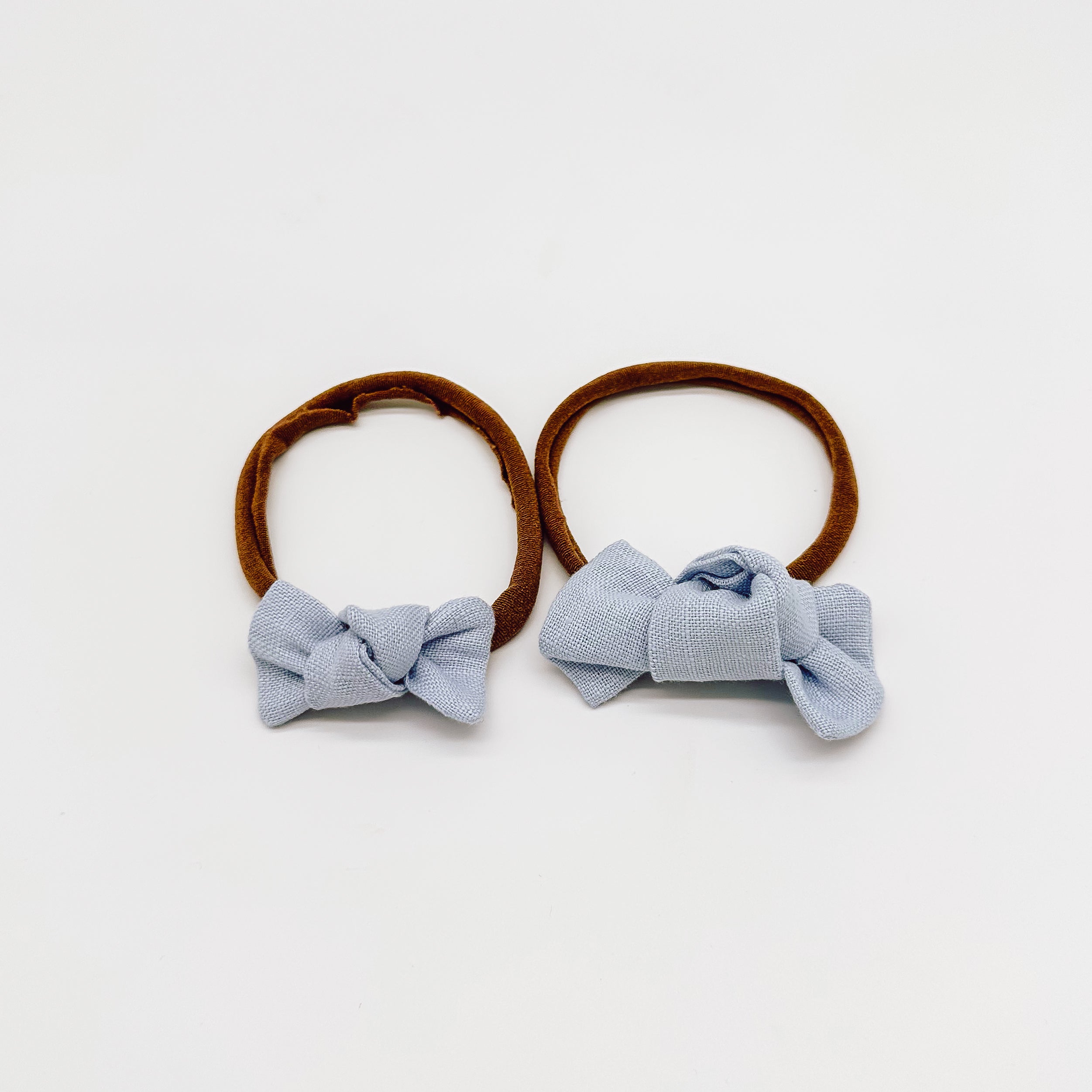 Linen Knot Hair Bows Nylon Headband | Handmade Bows