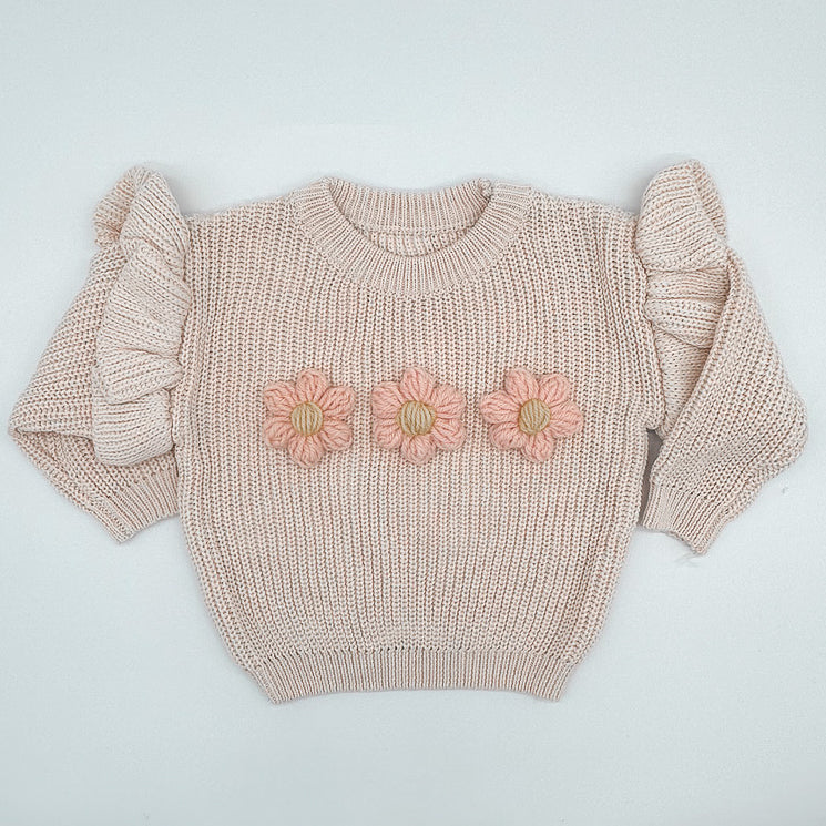 Oatmeal Flower Knit | Hand Crocheted Flowers