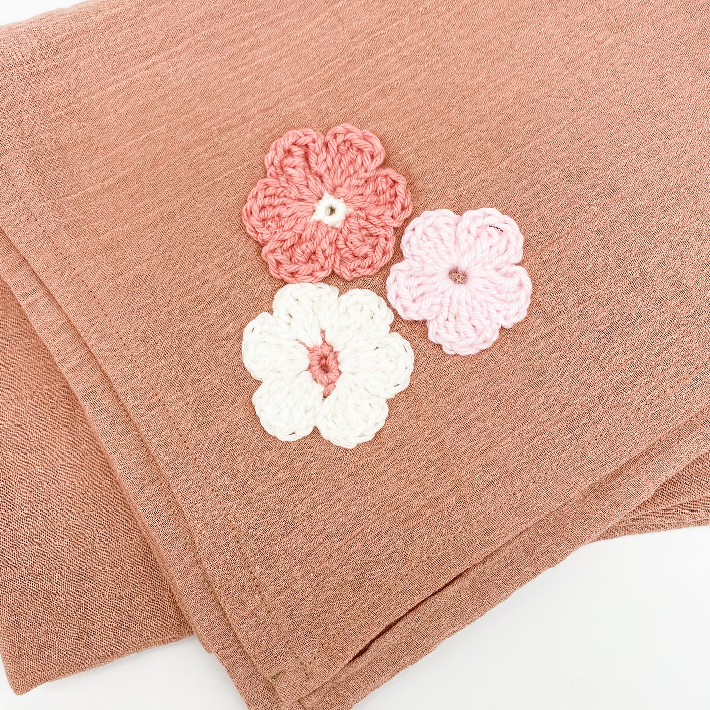 Crocheted Flowers Dusty Pink Baby Wrap