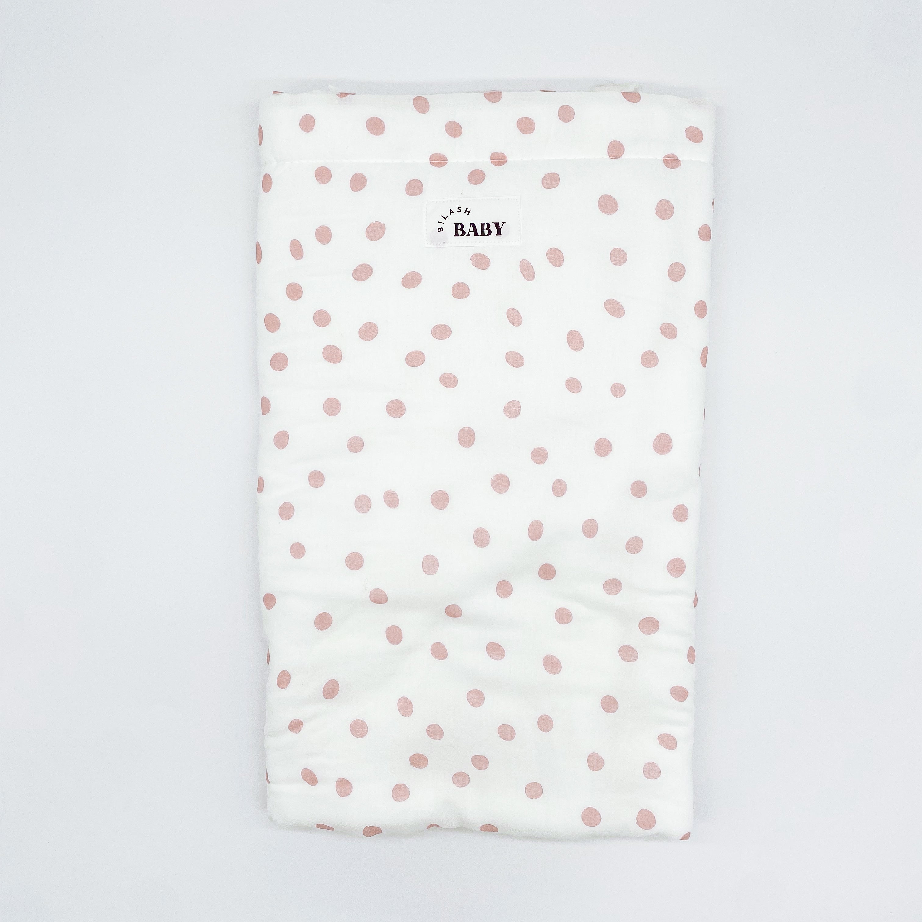 Blushed Rose Polka-dot Cotton Fleece Pram Blanket | Handmade Blanket