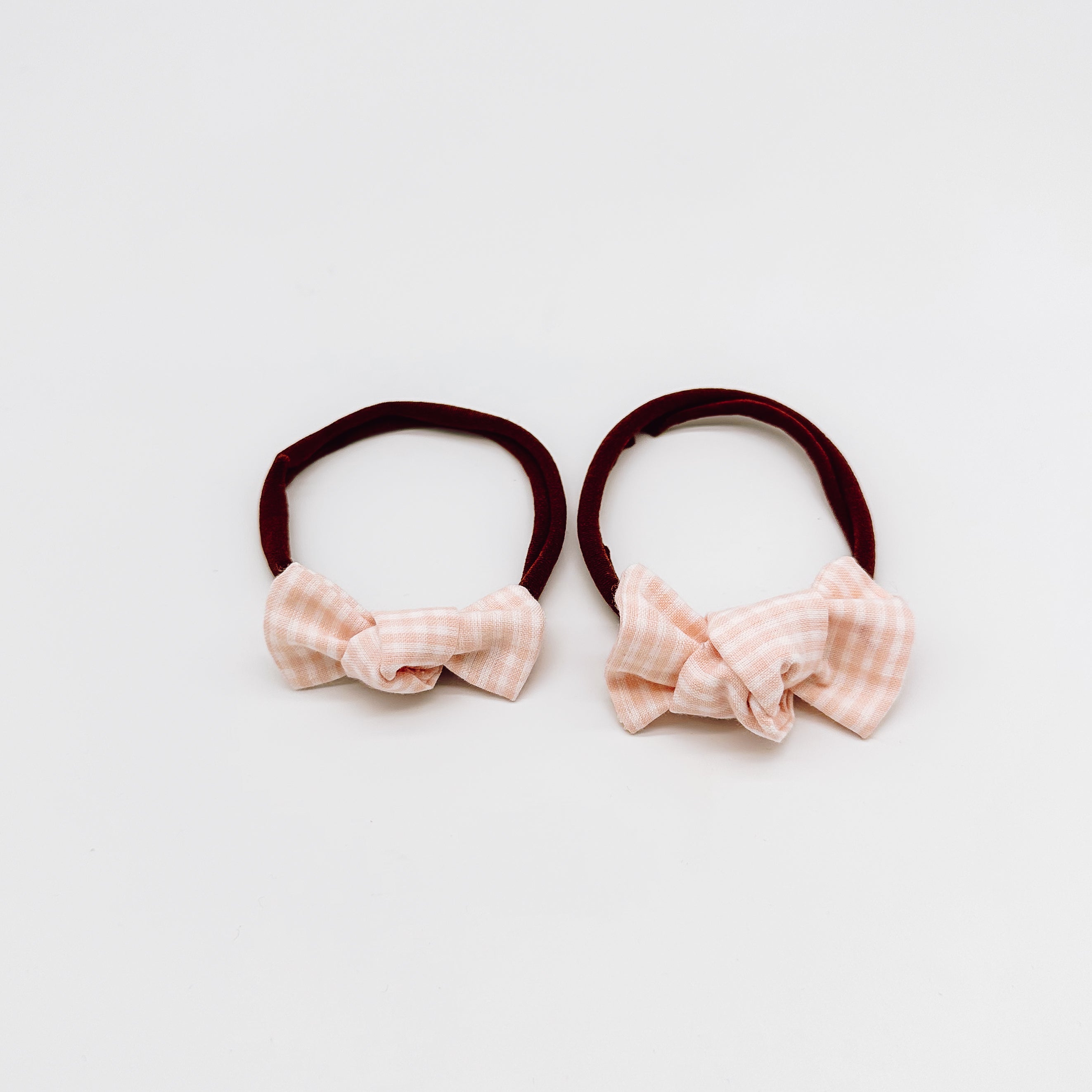 Peach Gingham Knot Hair Bows | Handmade Bows