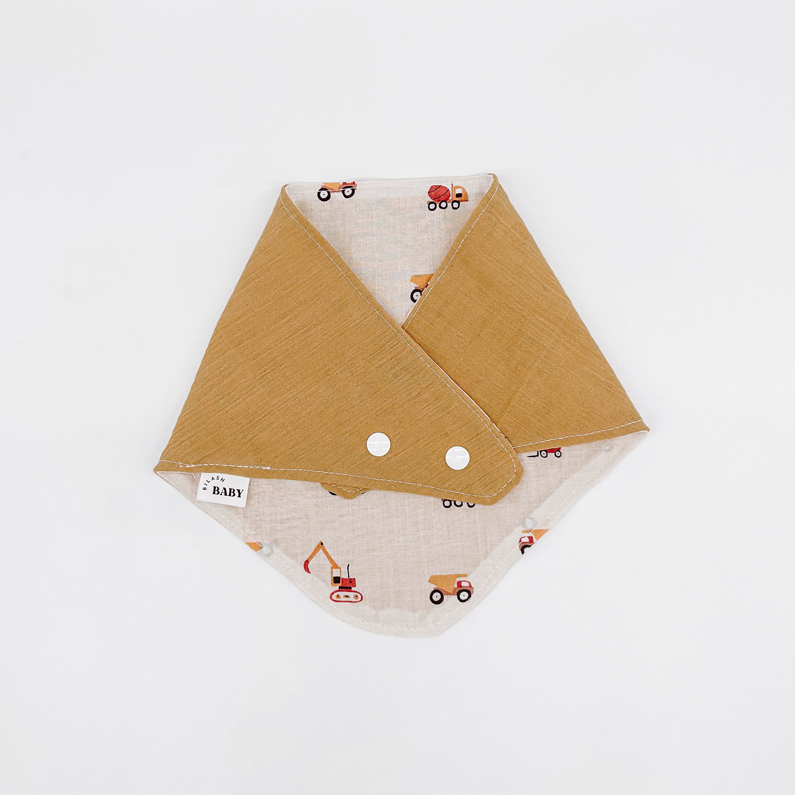 Mustard Trucks & Digger Bandana Bib | Handmade Bib