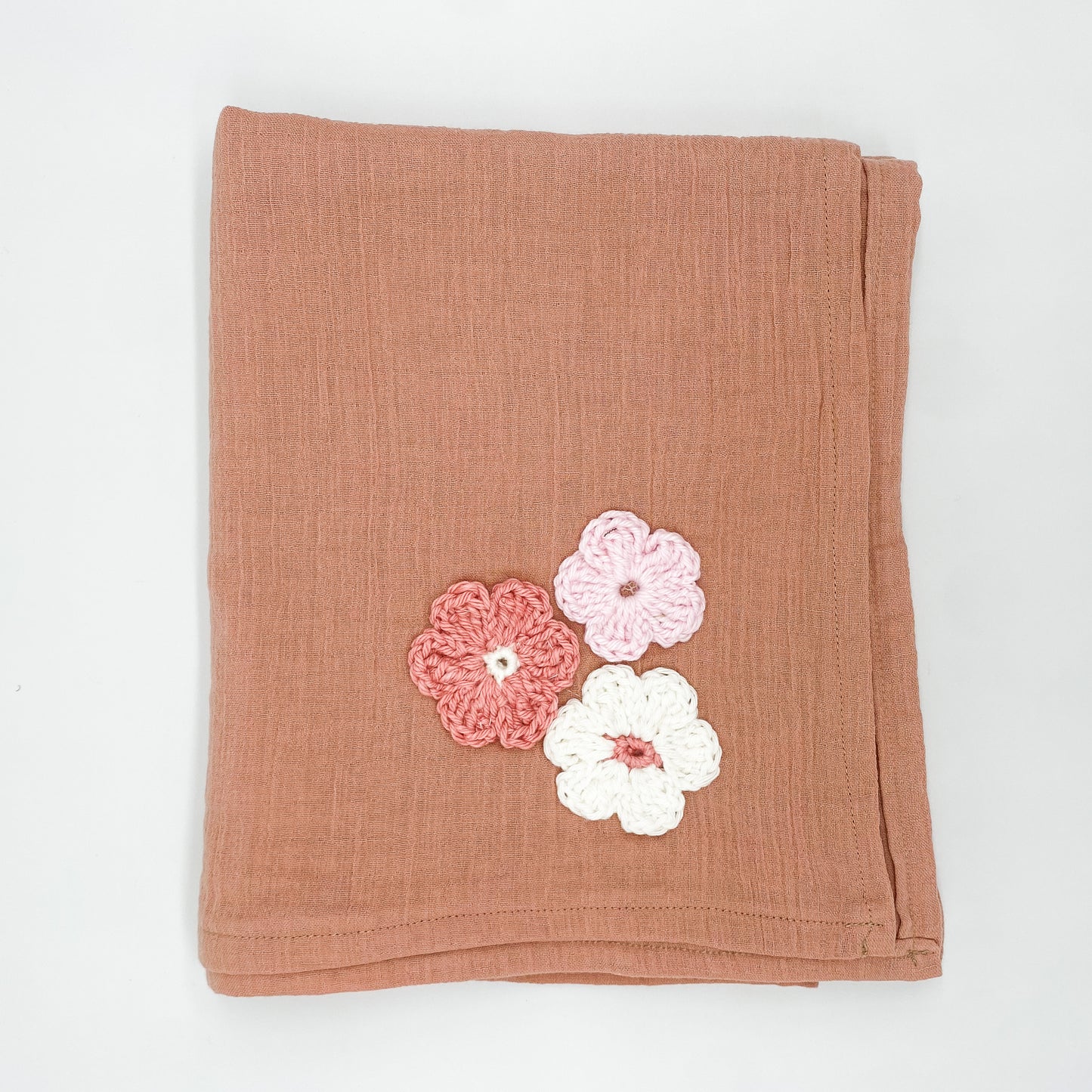 Crocheted Flowers Dusty Pink Baby Wrap