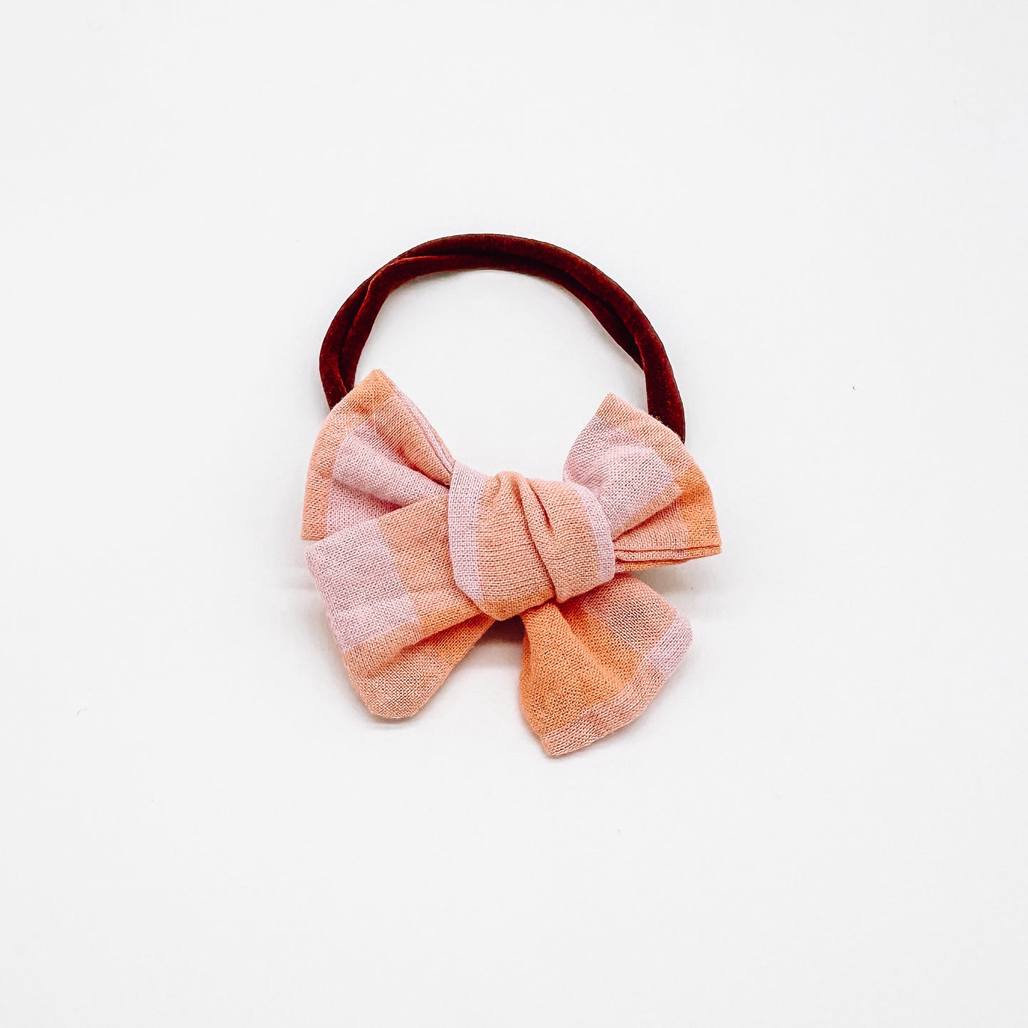 Melon & Apricot Gingham Hair Bows | Handmade Bows