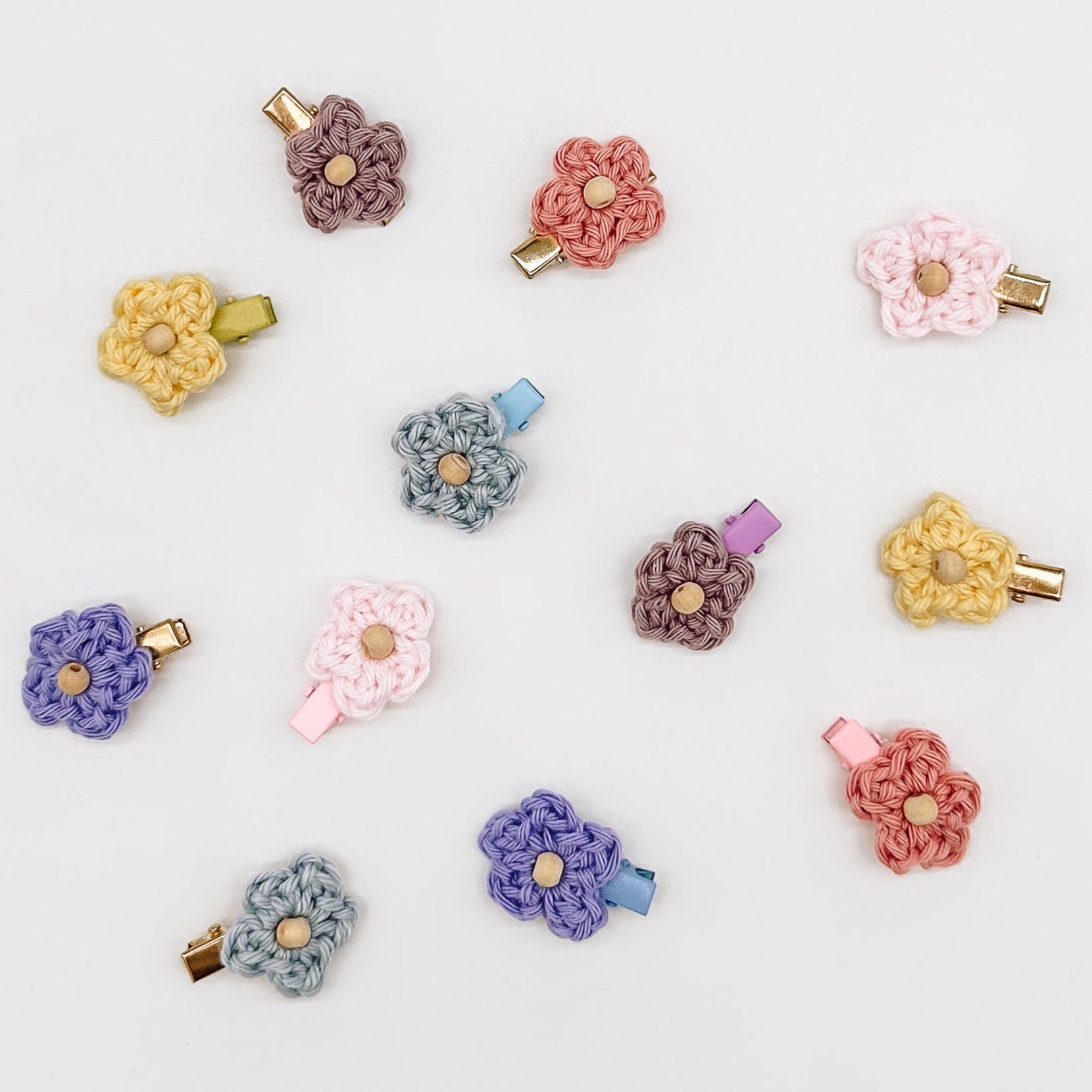 Mini Isla Flower Hair Clips | Hand Crocheted Flowers