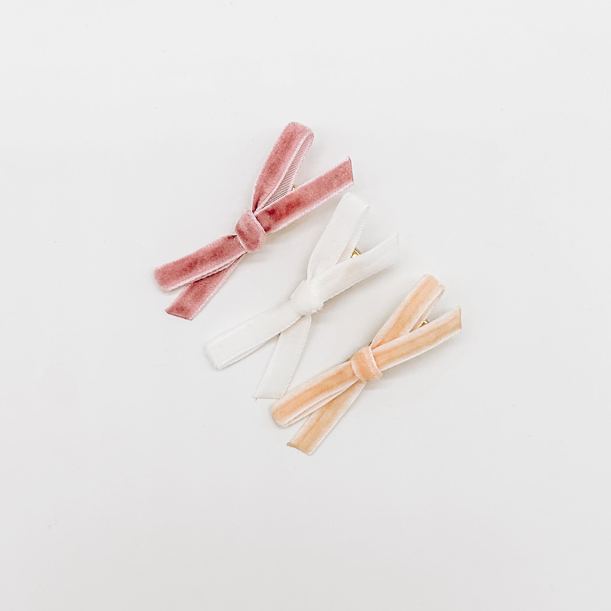 Petite Velvet Bows Hair Clips Set | Handmade Hair Clips