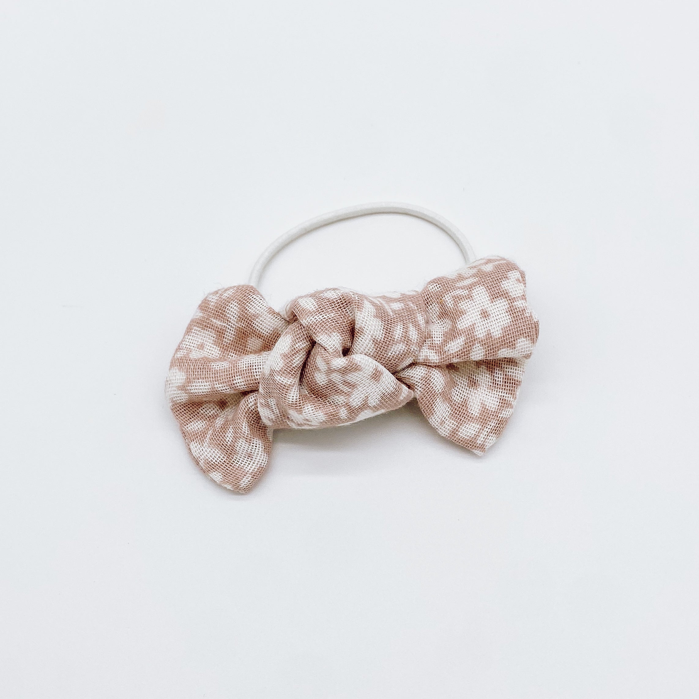 Blush Floral Muslin Knot Bow | Handmade Bows