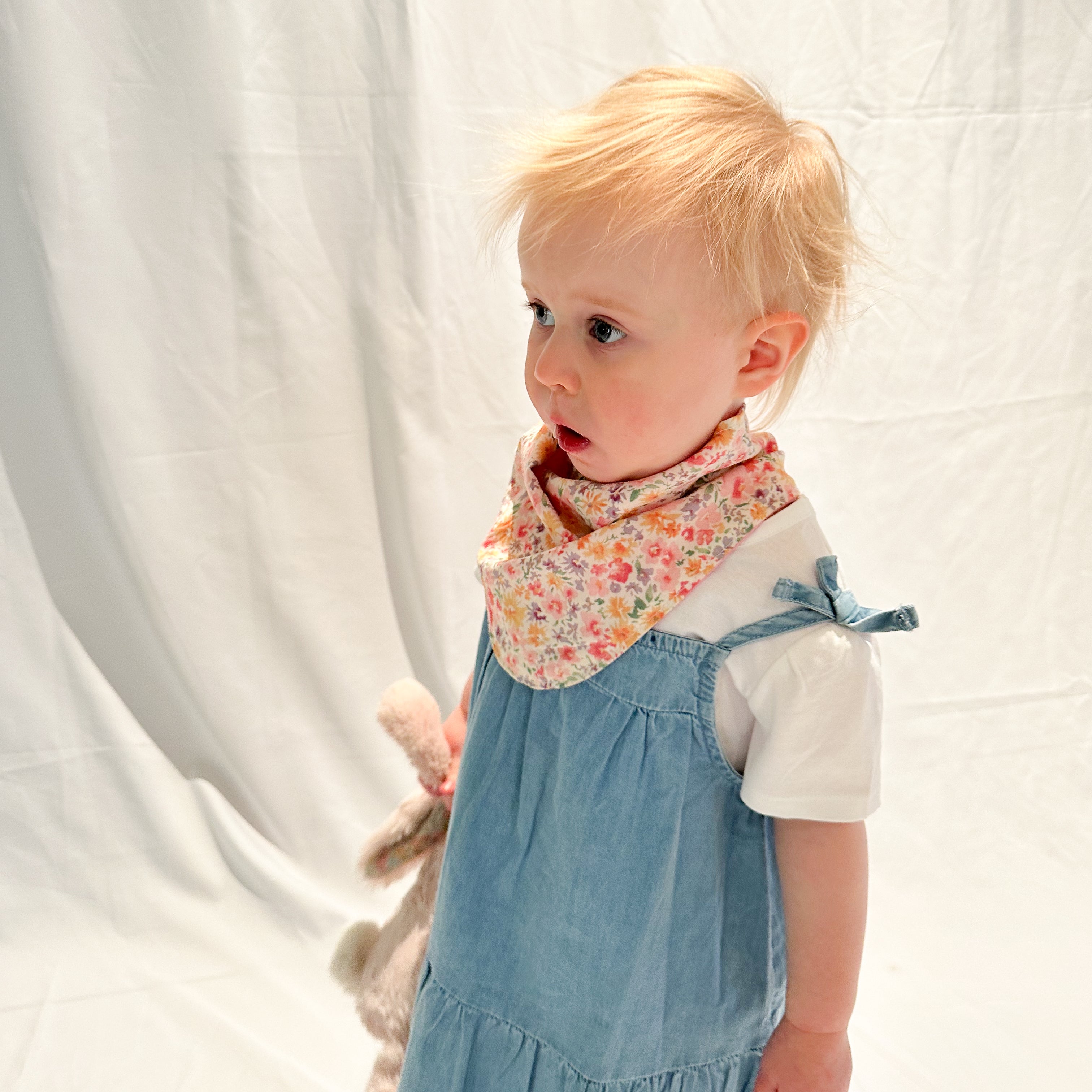 Bubble Pink Meadow Bandana Bib | Handmade Bib