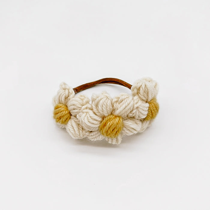 Sadie Puff Flower Nylon Headband | Hand Crocheted