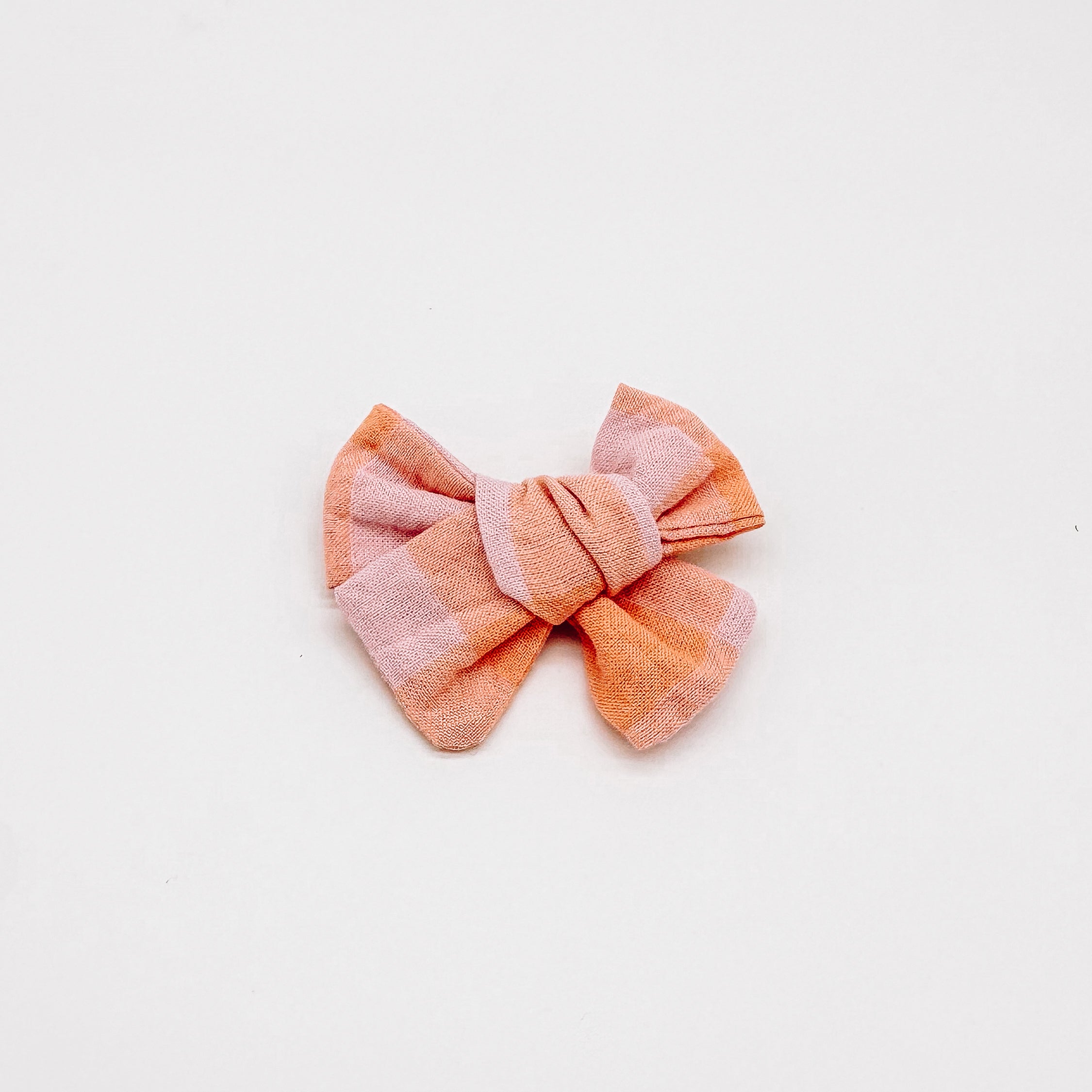 Melon & Apricot Gingham Hair Bows | Handmade Bows