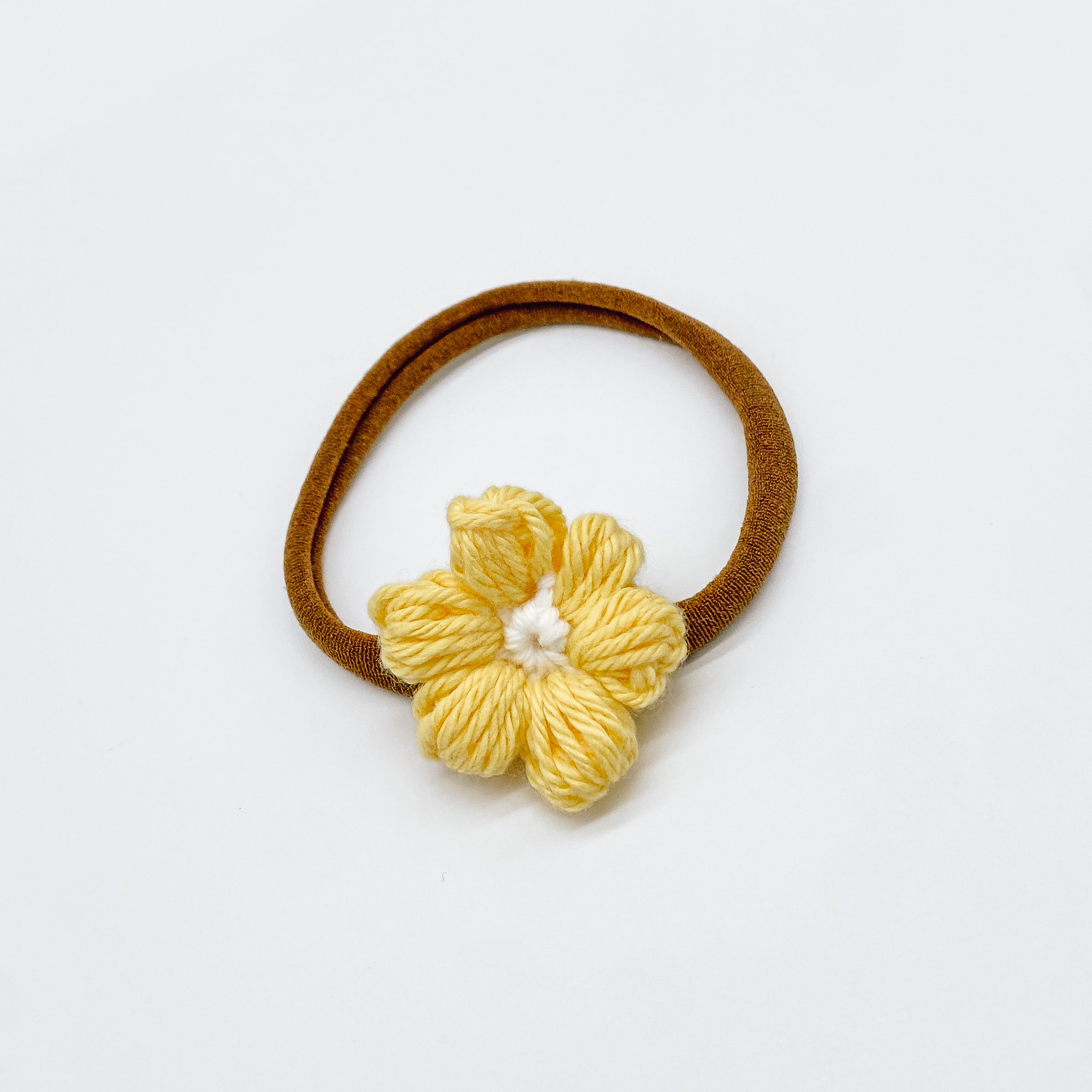 Josie Sorbet Yellow Crocheted Flower Hair Accessories | Hand Crocheted Flowers