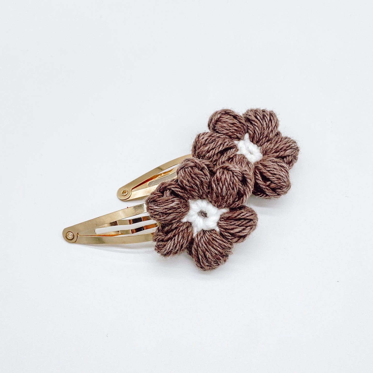 Josie Mocha Crocheted Flower Hair Accessories | Hand Crocheted Flowers