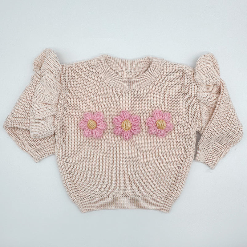 Oatmeal Flower Knit | Hand Crocheted Flowers