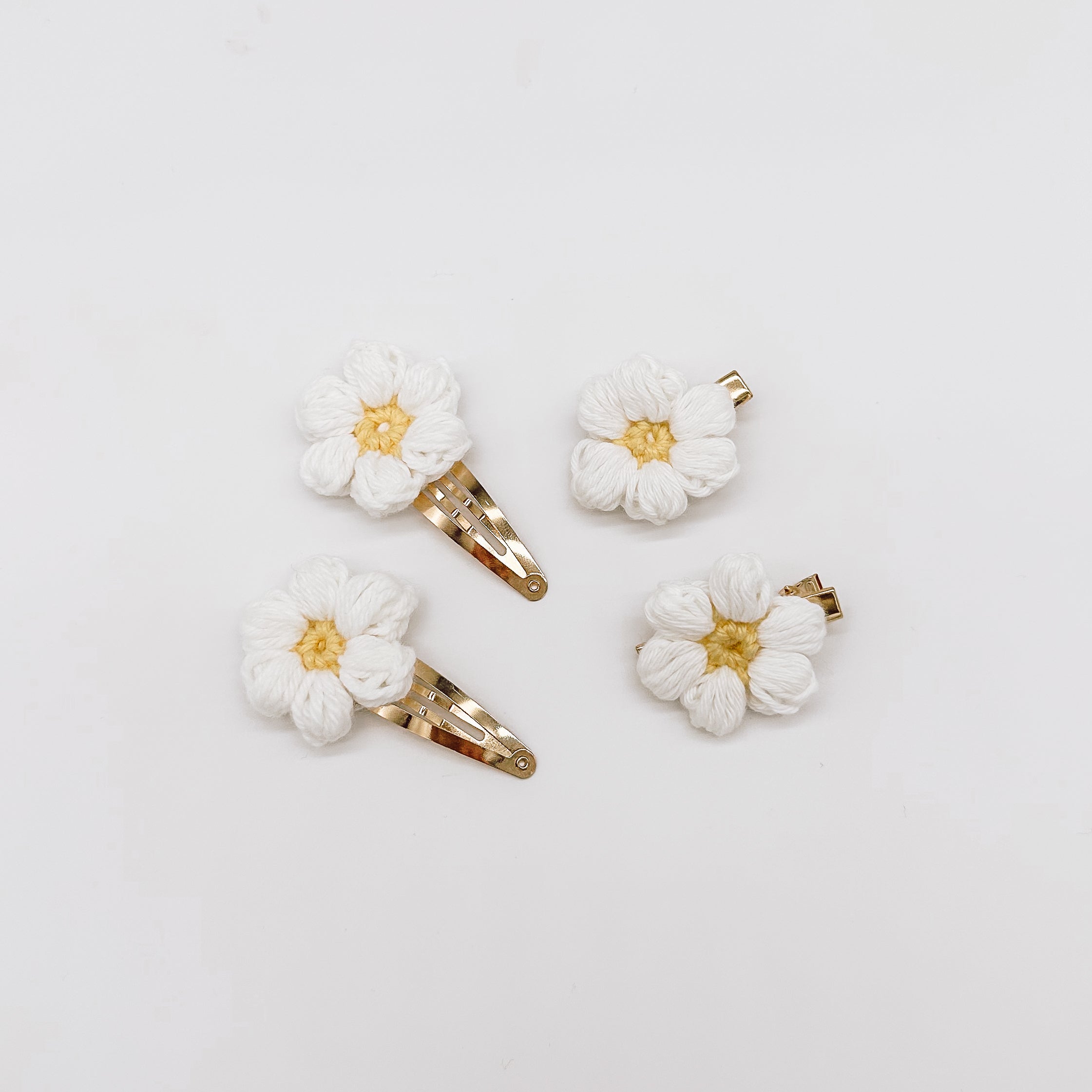 Josie Daisy White Crocheted Flower Hair Accessories | Hand Crocheted Flowers