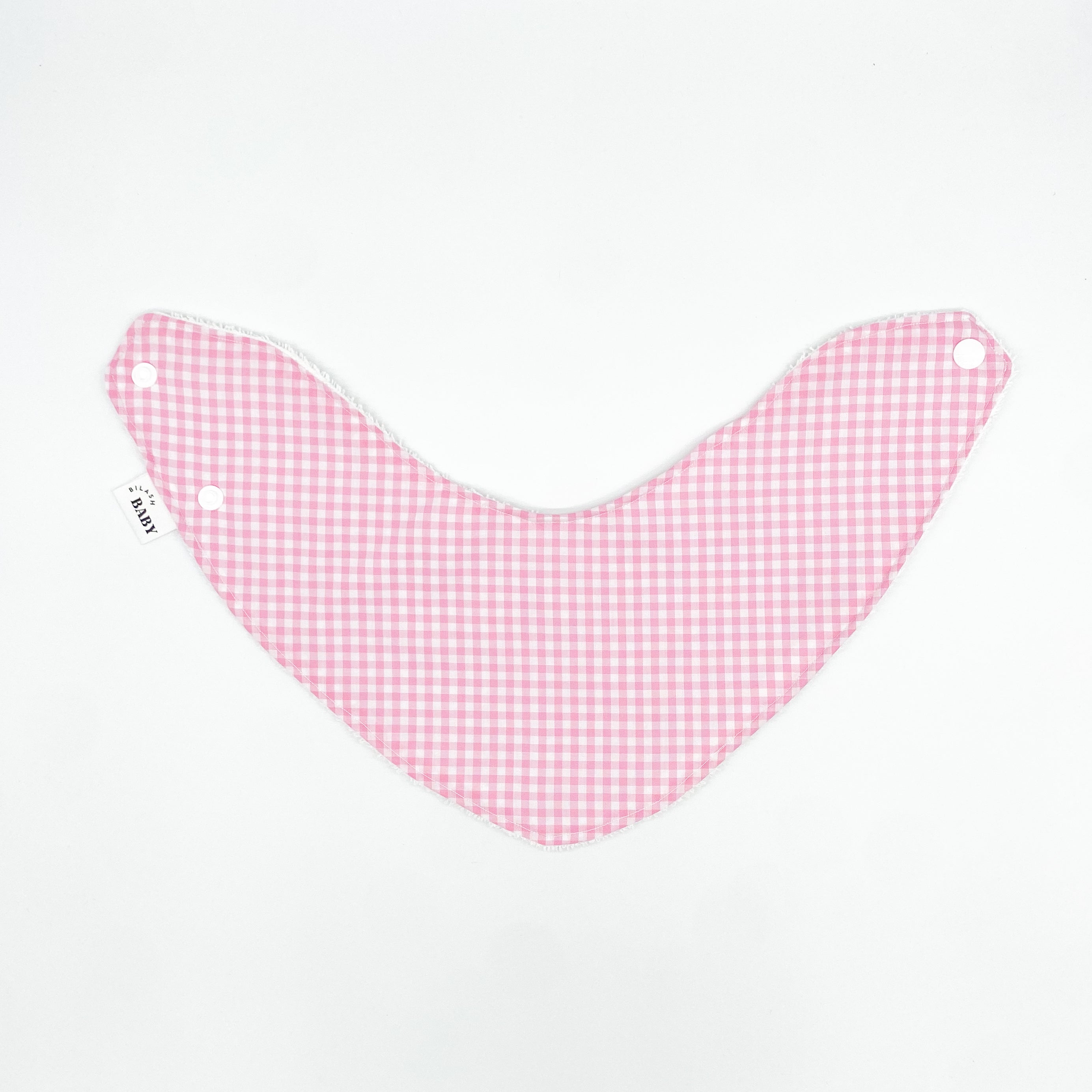 Bubble Pink Mini Gingham Grow Bib | Handmade Bib