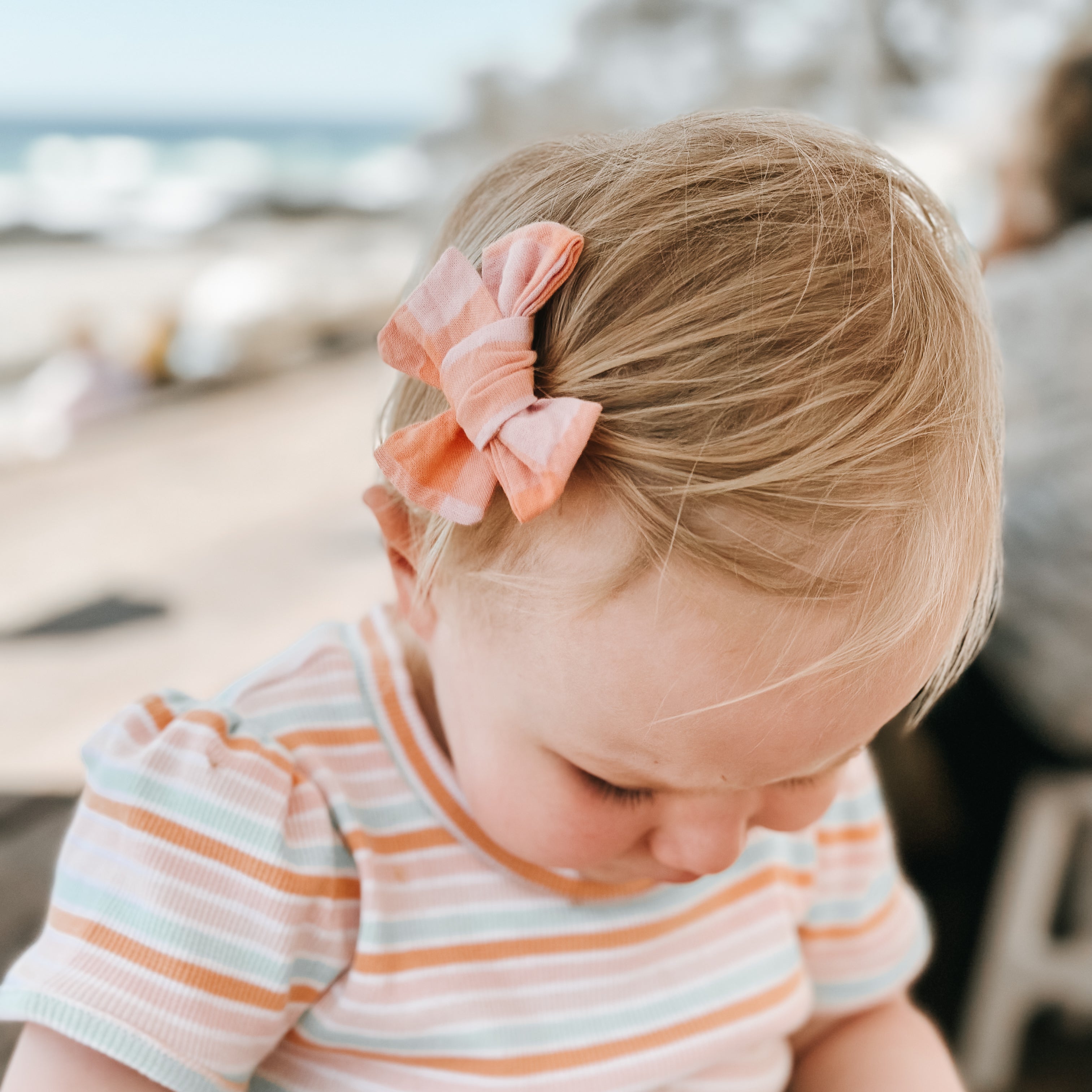 Melon & Apricot Gingham Hair Bows | Handmade Bows