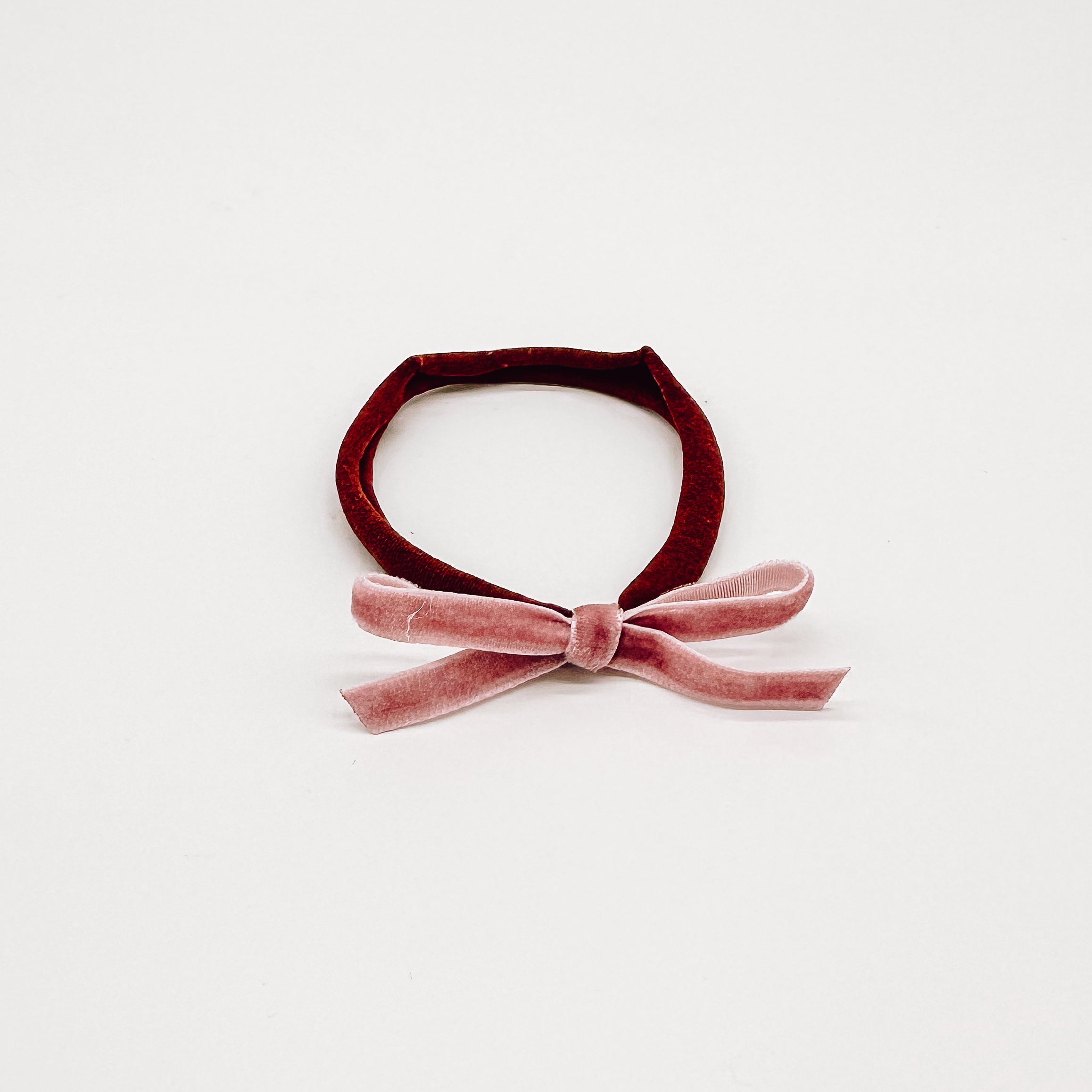 Berry Petite Velvet Hair Bow Nylon Headband | Handmade Hair Bows