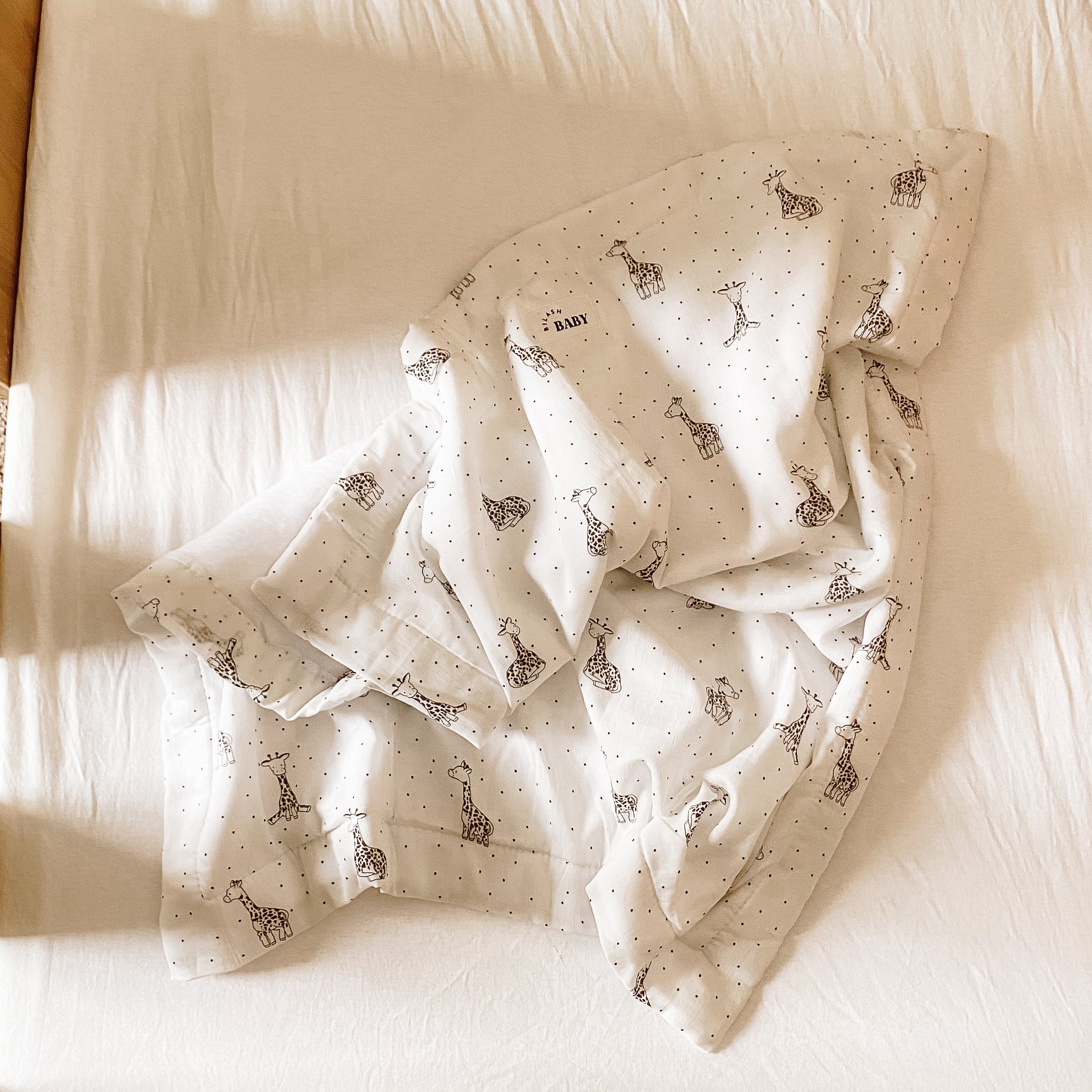 Giraffes Cotton Fleece Pram Blanket | Handmade Blanket