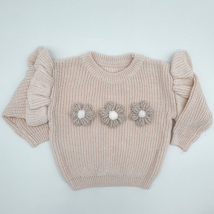 Oatmeal Flower Knit | Hand Crocheted Flowers