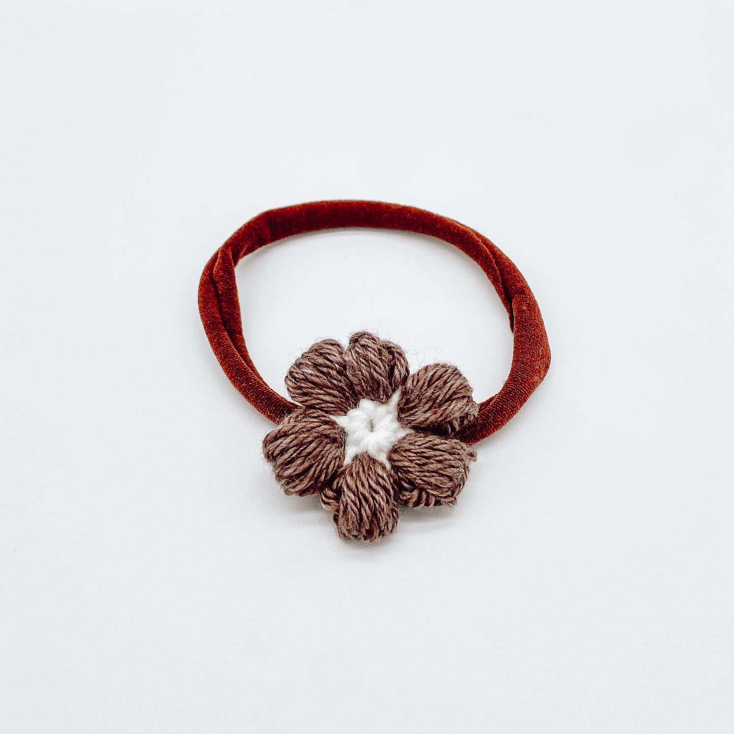Josie Mocha Crocheted Flower Hair Accessories | Hand Crocheted Flowers