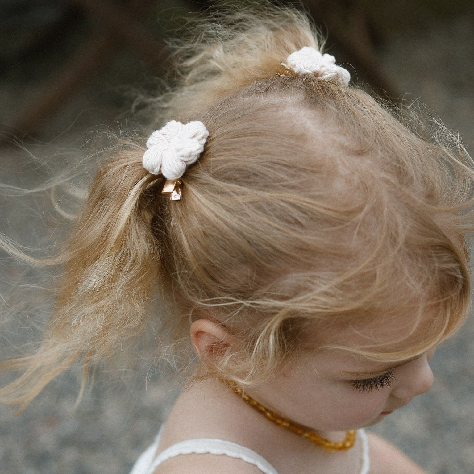 Josie Oatmeal Crocheted Flower Hair Accessories | Hand Crocheted Flowers