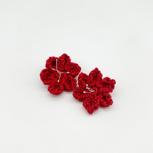 Crocheted Christmas Flower Hair Clip |  Hand Crocheted