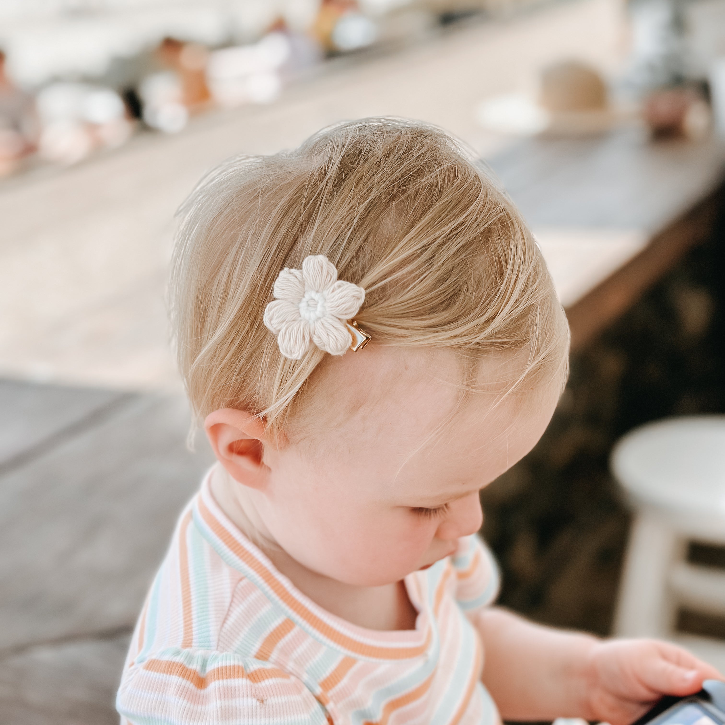 Josie Oatmeal Crocheted Flower Hair Accessories | Hand Crocheted Flowers