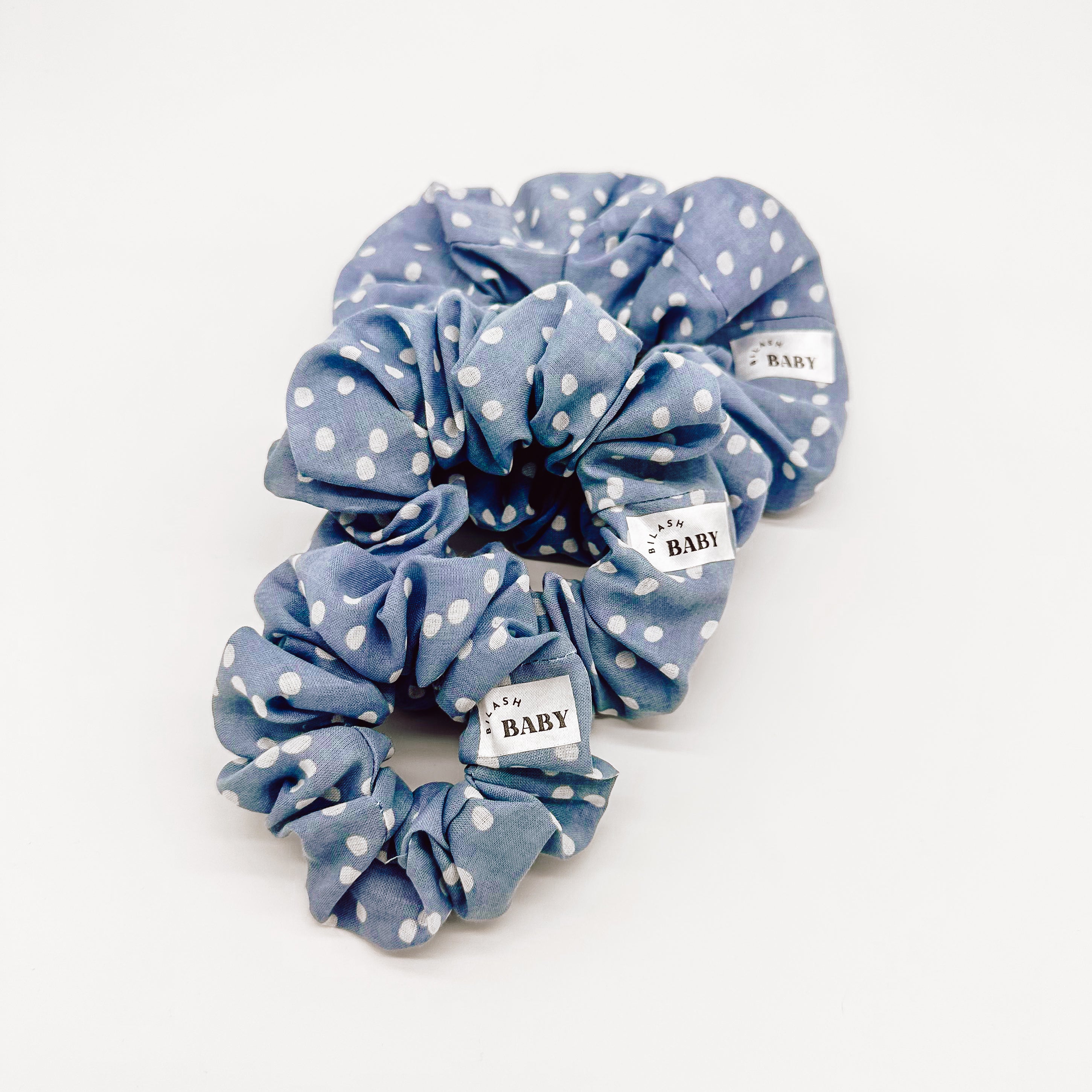 Blue Polka-Dot Scrunchies | Handmade Scrunchies