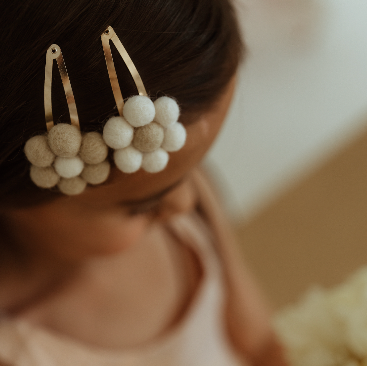 Spring Special: Daisy Pom-Pom Hair Clips set of 2 | Handmade Hair Clips